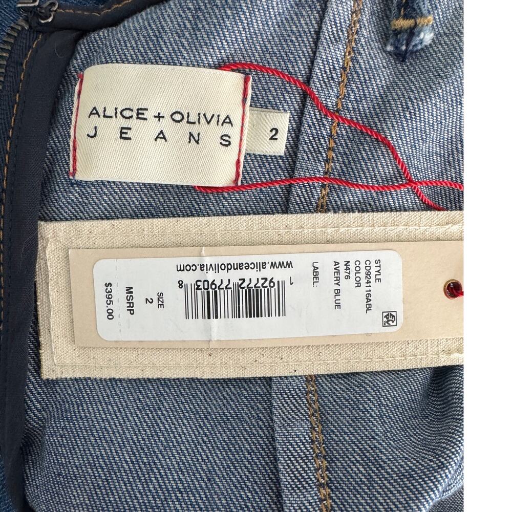 Alice + Olivia Julietta Slit Denim Midi Dress avery blue jean size 2 NWT - Picture 11 of 13